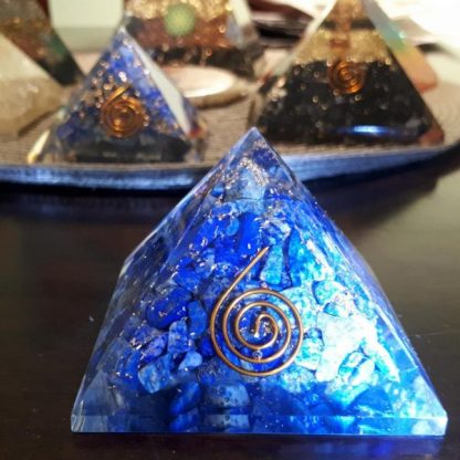 Small Orgonite Pyramid - Lapis Lazuli & Spiral Symbol - Image 2