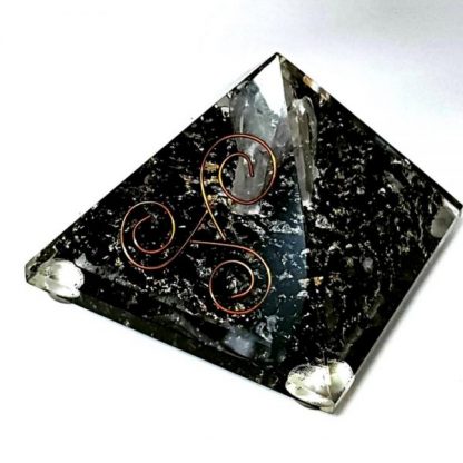 Medium Orgonite Pyramid – Angel of Protection & Triple Spiral Symbol