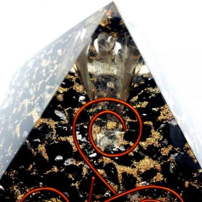 Medium Orgonite Pyramid – Angel of Protection & Triple Spiral Symbol - Image 2
