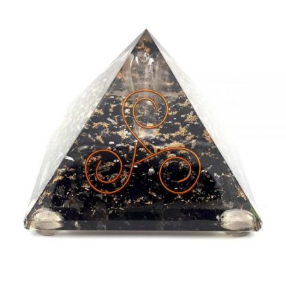 Medium Orgonite Pyramid – Angel of Protection & Triple Spiral Symbol - Image 4