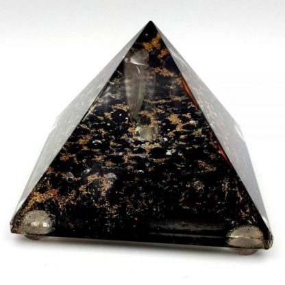 Medium Orgonite Pyramid – Angel of Protection & Triple Spiral Symbol - Image 3