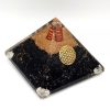 Medium Orgonite Pyramid – Black Tourmaline with Clear Crystal Point & Flower of Life Symbol - Image 2
