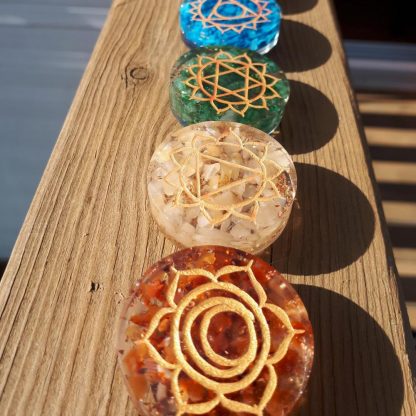 7 Chakra Orgonite Disk Set with Chakra Symbols - Image 3