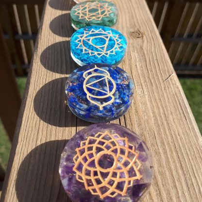 7 Chakra Orgonite Disk Set with Chakra Symbols - Image 4
