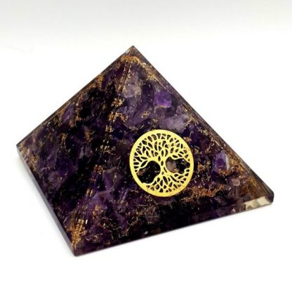 Small Orgonite Pyramid – Amethyst with Tree of Life Symbol