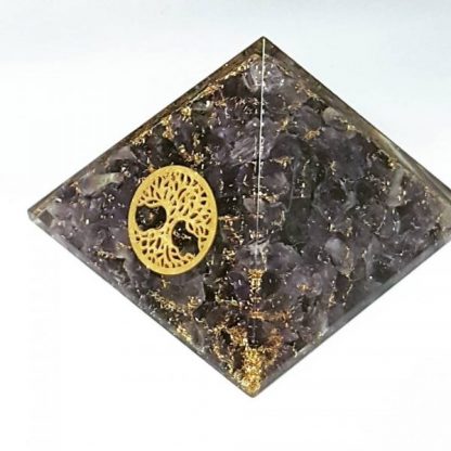 Small Orgonite Pyramid – Amethyst with Tree of Life Symbol - Image 2