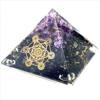 Medium Orgonite Pyramid – Shamanic with Variegated Metatron’s Cube symbol