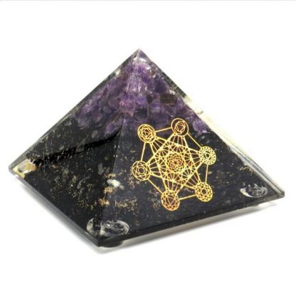 Medium Orgonite Pyramid – Shamanic with Variegated Metatron’s Cube symbol - Image 3