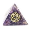 Small Orgonite Pyramid – Amethyst with engraved Crown Chakra Symbol