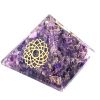 Small Orgonite Pyramid – Amethyst with engraved Crown Chakra Symbol - Image 3