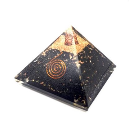 Medium Orgonite Pyramid – Shungite with Double Terminated AAA Clear Crystal Point - Image 2