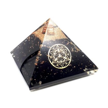 Medium Orgonite Pyramid – Shungite with Double Terminated AAA Clear Crystal Point