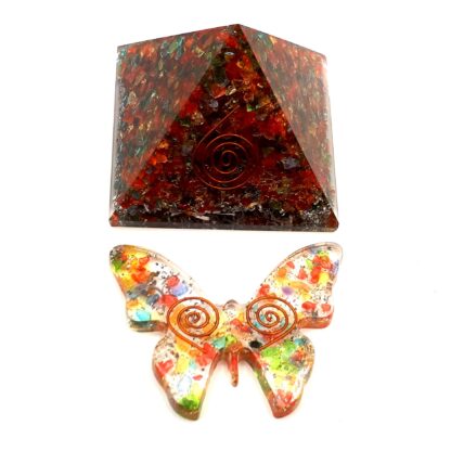 Small Orgonite Pyramid & Butterfly - the Euphoria Orgone Set with Spiral Amplifiers - Image 3