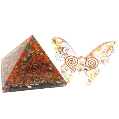 Small Orgonite Pyramid & Butterfly - the Euphoria Orgone Set with Spiral Amplifiers - Image 2