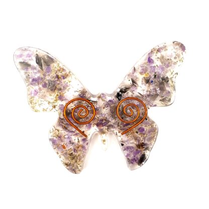 Orgone Butterfly - Black Obsidian with Amethyst