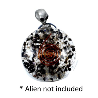 Small Orgonite Pyramid with Disk - Hematite & Clear Quartz with Amplifying Spirals - Image 2